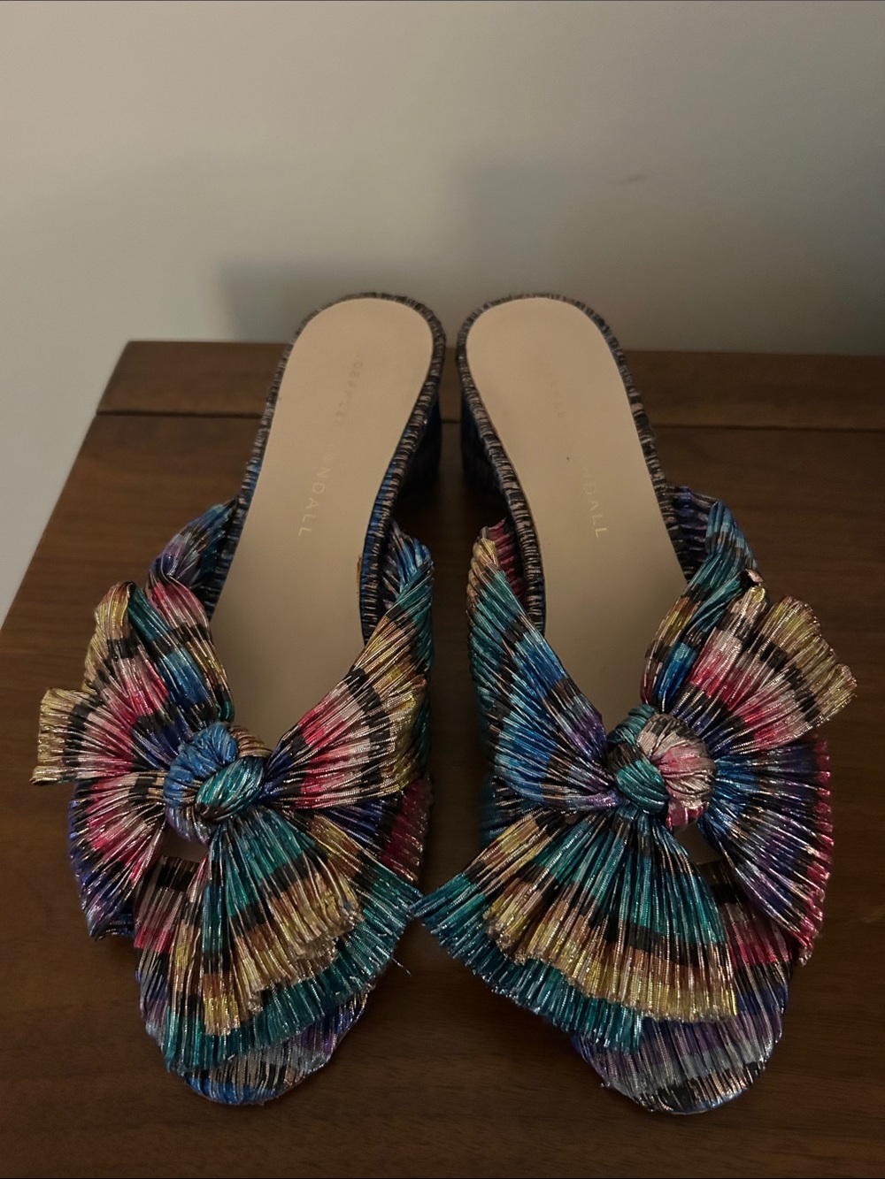 Loeffler Randall Multicolor Metallic Pleated Bow Heels